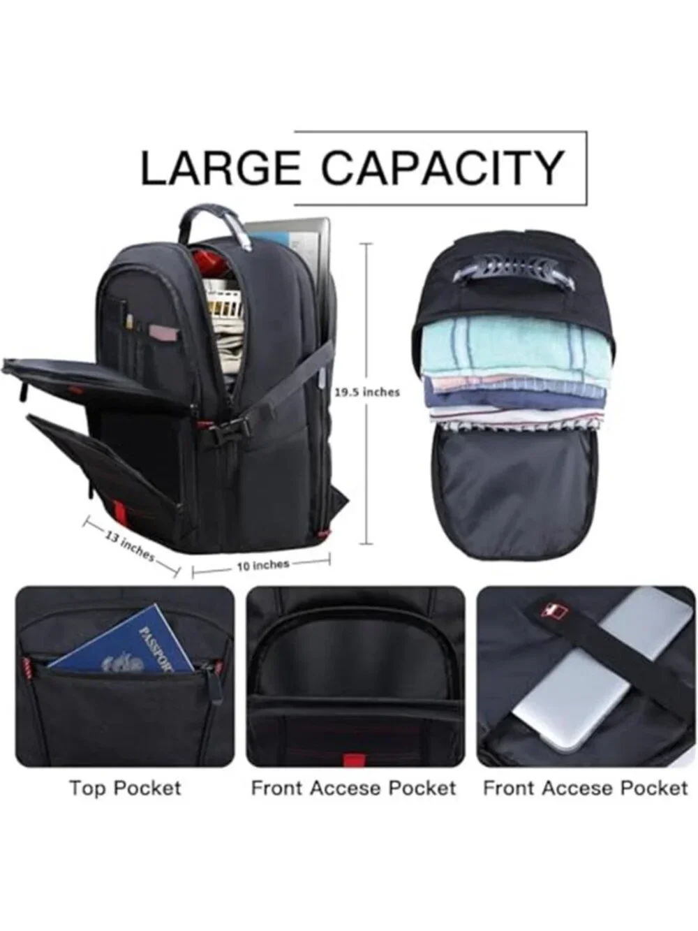 Extra Large Travel Backpack 17 Inch Laptop TSA Carry On Waterproof School Bag
